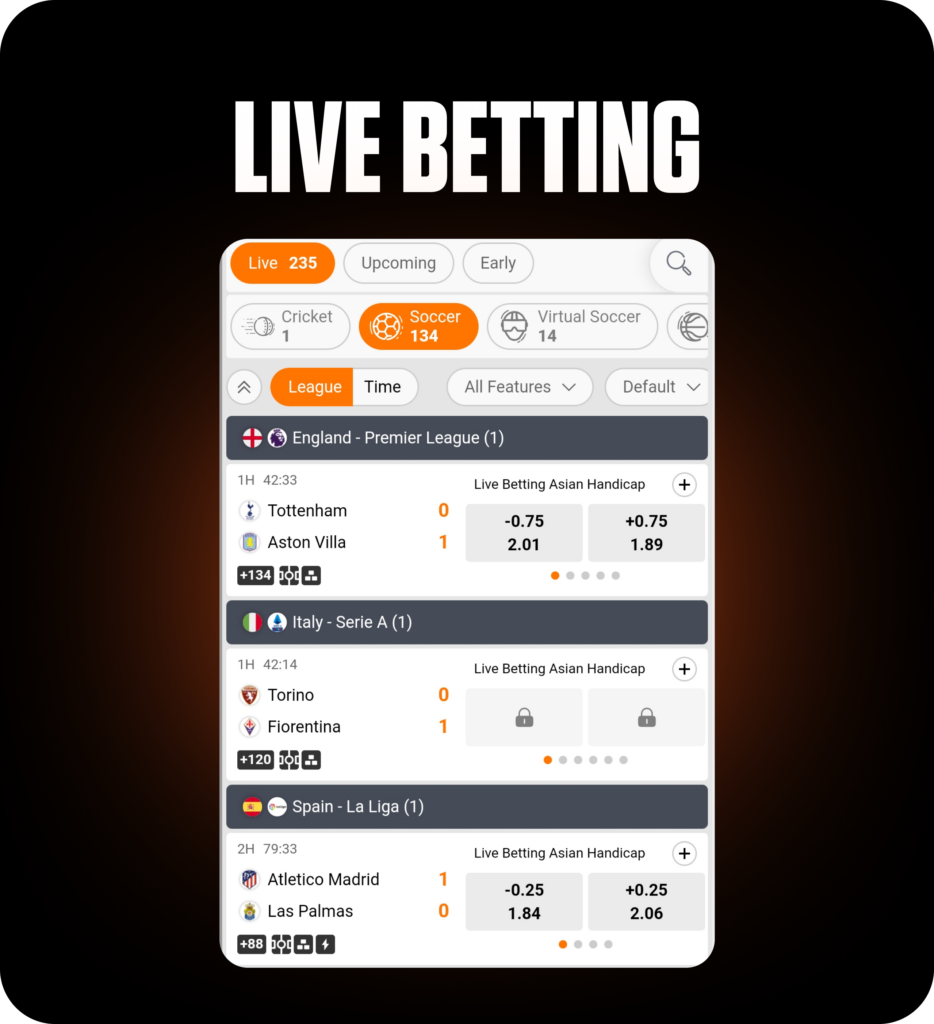 Live Betting English Premier League Soccer score for Italy & Spain La Liga